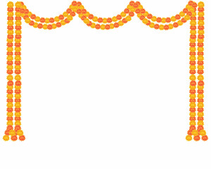 colorful marigold flower garland decoration Eco friendly natural bunting for festival celebration. © Heena_Rajput