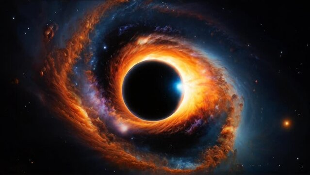 Black hole in space, galaxies background video