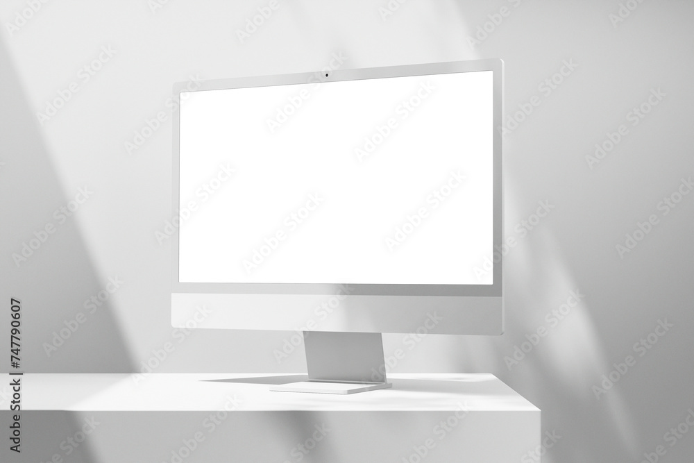 Poster modern 24 inch digital screen display monitor desktop computer responsive device realistic mockup de