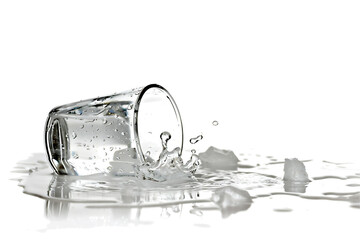 Water spilling from a glass, transparent background