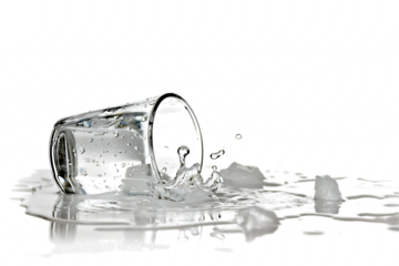 Water spilling from a glass, transparent background