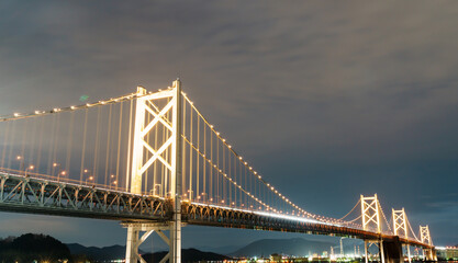 Fototapeta na wymiar 与島SAから見た瀬戸大橋の夜景