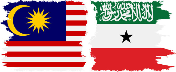 Somaliland and Malaysia grunge flags connection vector