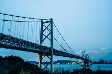 与島SAから見た瀬戸大橋の朝方の風景