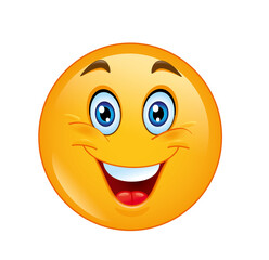 A cheerful yellow smiley face with a big smile