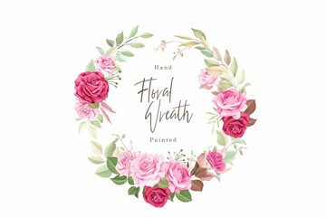 Hand Drawn Floral Roses Wreath Illustration