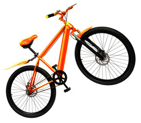 Obraz premium Orange Mountain Bike isolated on white, Mountain Bicycle Isolated on White background PNG File.