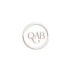 QAB creative initial letter flat monogram logo design with White background.Vector logo modern alphabet golden color font style.
