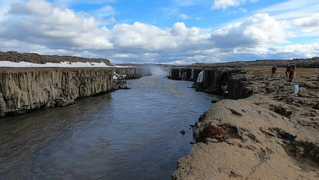 Selfoss waterfall and Jokulsa a Fjollum river canyon in Iceland