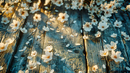 Spring Blossom on Rustic Wooden Background, Fresh Floral Beauty and Bright Petals, Natures Blooming and Gardening Concept, Rustic and Vintage Decoration