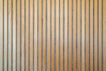 Wooden wall texture with wood acoustic panels background pattern