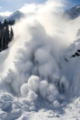Fototapeta na wymiar Raw Power of Winter: The Spectacular and Dangerously Stunning Avalanche Cascade