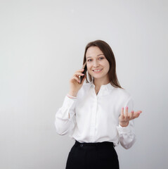 young happy businesswoman in office