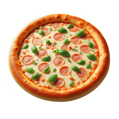 pizza with salami and tomatoes