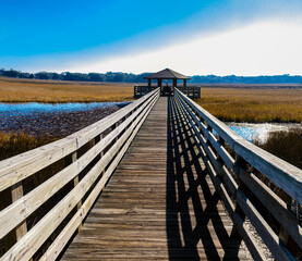 Observation Deck Overlooking Lake Ligget, Mitchelville Freedom Park, Hilton Head, South Carolina,...