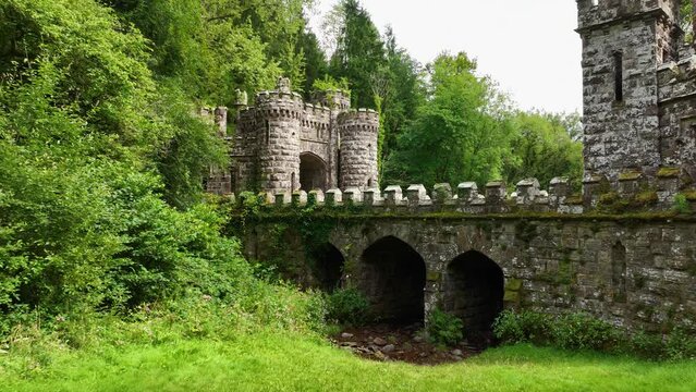 Ballysaggartmore Towers. A medieval bridge in Lismore 4k