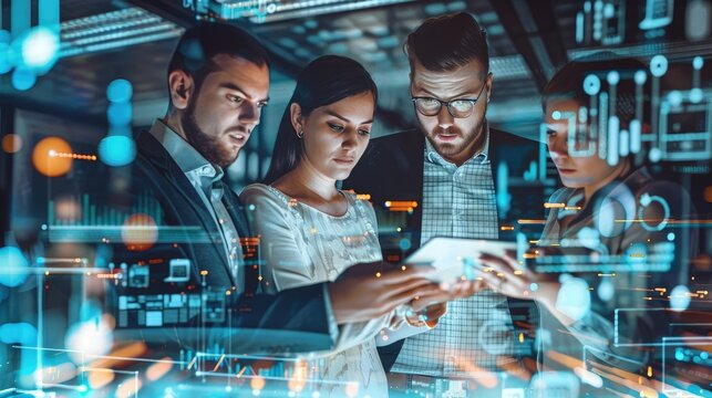 Business team using digital tools and devices to drive transformation.