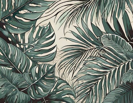 seamless pattern with leaves,Simple and versatile, solid color backgrounds are often used to provide a clean and minimalist backdrop for text, images, or other design elements.