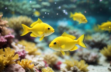 Yellow fish on a coral reef