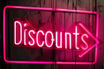 Hot pink neon sign for shops to advertisa discounts