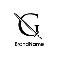 Luxury Initial G Sword Logo