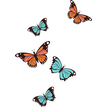 Flat Butterflies Flying Illustration