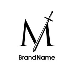 Luxury Initial M Sword Logo