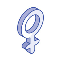 An amazing isometric icon of female symbol, masculine concept