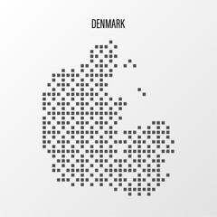 Dotted Map of Denmark Vector Illustration. Modern halftone region isolated white background