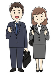 スーツを着た若い男女のイラスト