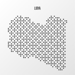 Dotted Map of Libya Vector Illustration. Modern halftone region isolated white background