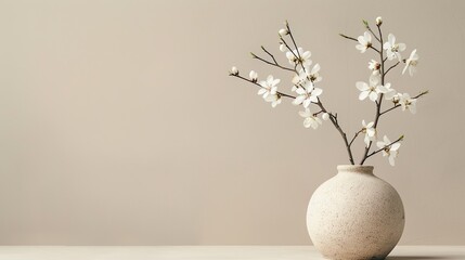 White flowers in Vase with room for copy text