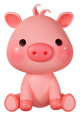 3D rendering illustration, cute pig among the zodiac signs