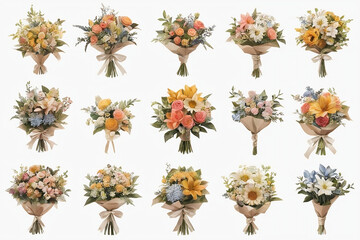 set of flowers 91 - obrazy, fototapety, plakaty