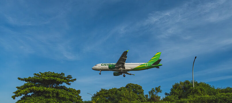 Indonesian Airlines, Citilink Airbus A320-214 prepare for landing. Balikpapan, Indonesia - January 28th, 2024. the Aircraft have arrived at the Airport of Balikpapan city.