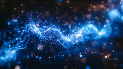 Fototapeta premium Futuristic Science and Abstract Background, Glowing Digital Mesh and Blue Space, Modern Technology and Geometric Network, Conceptual Art and Design