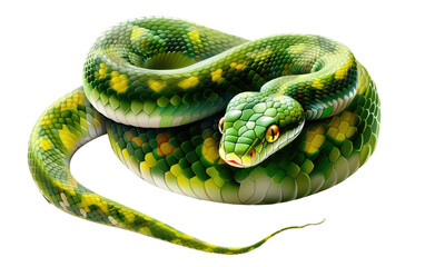 Fototapeta premium green snake isolated on transparent Background