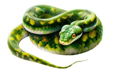 green snake isolated on transparent Background