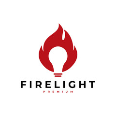 FIRE LIGHT BULB FLAME LOGO VECTOR ICON ILLUSTRATION