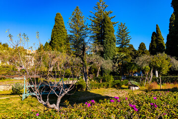 Villa Comunale Taormina Parco Florence Trevelyan public park and botanical garden in Messina region...