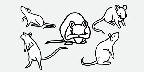 cute mouse vector set with different pose