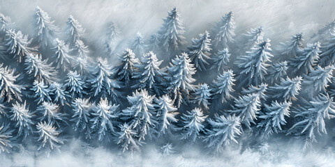 aerial view of spruce tree covered with snow