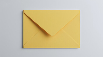 Overhead photo of bright yellow envelope isolated on the grey background
