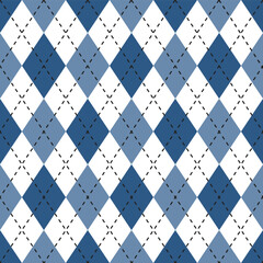 Navy blue argyle pattern. Argyle vector pattern. Argyle pattern. Seamless geometric pattern for clothing, wrapping paper, backdrop, background, gift card, sweater.	