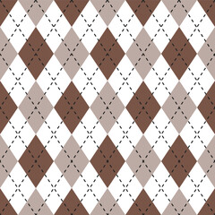 Brown argyle pattern. Argyle vector pattern. Argyle pattern. Seamless geometric pattern for clothing, wrapping paper, backdrop, background, gift card, sweater.	