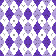 Purple argyle pattern. Argyle vector pattern. Argyle pattern. Seamless geometric pattern for clothing, wrapping paper, backdrop, background, gift card, sweater.	