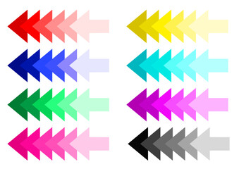 連続するグラデーションの矢印セット