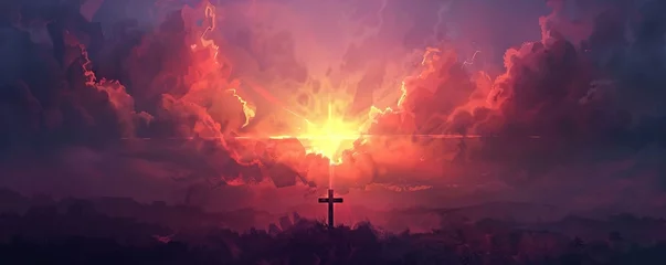 Foto op Canvas calvary sunset background for good friday he is risen © Павел Озарчук
