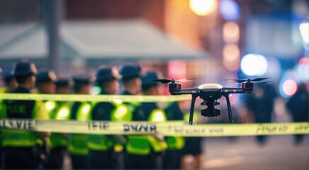 video drone camera operator in action - obrazy, fototapety, plakaty