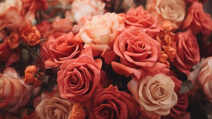 Naklejka premium Close up on roses bouquet